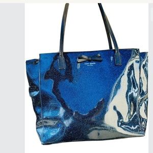Kate Spade Tote navy blue sparkles patent leather